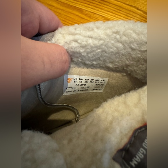 Size W8.5 Timberland Linden Woods Waterproof Fold Down Fleece Boots in Grey - Picture 9 of 12